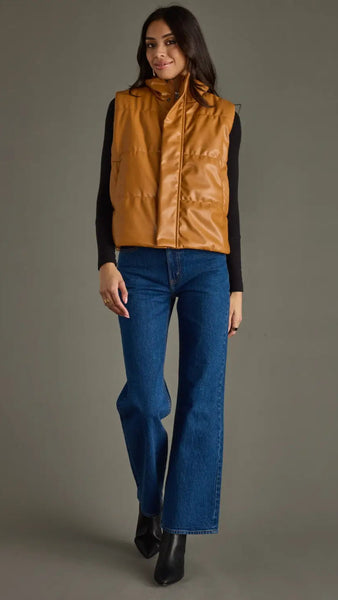 PANACHE:  FAUX LEATHER SHORT VEST