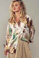 URBAN DAIZY:  PAINT SPLATTER SILKY SHIRT