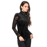 ADORE:  VELVET SHEER T NECK TOP