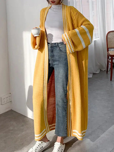 SHEER TREND:  URBAN CONTRAST STRIPE CARDIGAN COAT