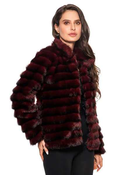 ADORE:  FAUX FUR HORIZONTAL STRIPE JKT