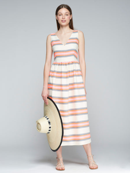 VILAGALLO:  DOMINIQUE MIDI STRIPE DRESS
