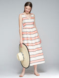 VILAGALLO:  DOMINIQUE MIDI STRIPE DRESS