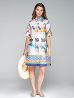 VILAGALLO:  S/S HESTER BUTTON UP PALM DRESS