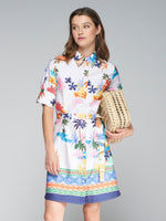 VILAGALLO:  S/S HESTER BUTTON UP PALM DRESS