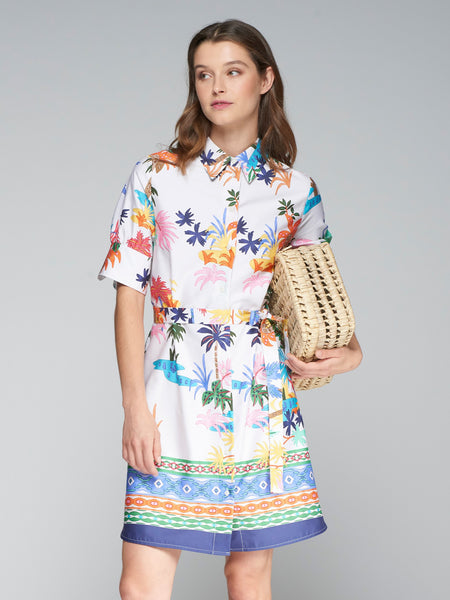 VILAGALLO:  S/S HESTER BUTTON UP PALM DRESS