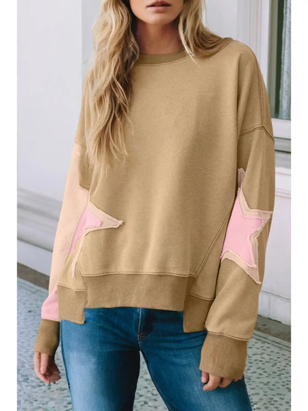 LITTLE DAISY:  STAR PATCHWORK SWEATSHIRT