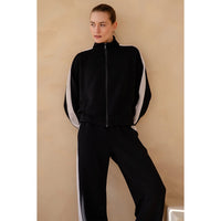 RAE MODE:  STRIPE SLEEVE ZIP UP JACKET