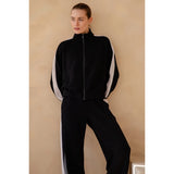 RAE MODE:  STRIPE SLEEVE ZIP UP JACKET
