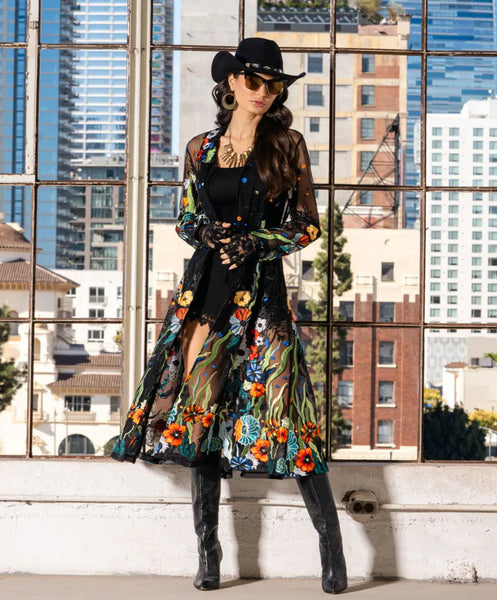 ADORE:  LONG EMBROIDERED SHEER DUSTER