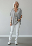 SALE NINEXIS:  S/S V NECK LOOSE SEQUIN TOP
