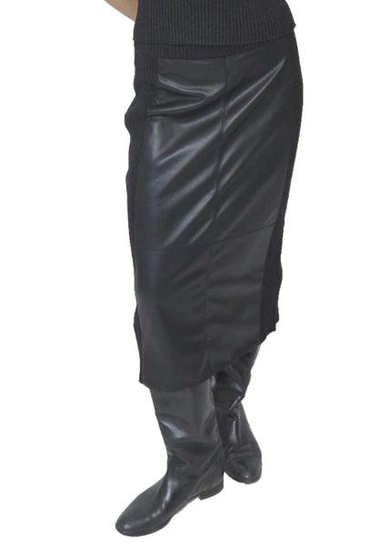 CPW: MILAN VEGAN LEATHER KNIT COMBO SKIRT