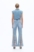 BAYEAS:  HI RISE LACE PATCHWORK WIDE LEG JEAN