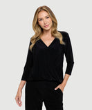 LAST TANGO:  V NECK DRAPE SLV SURPLICE TOP