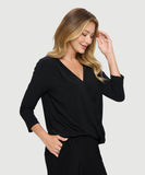 LAST TANGO:  V NECK DRAPE SLV SURPLICE TOP