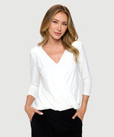 LAST TANGO:  V NECK DRAPE SLV SURPLICE TOP