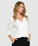 LAST TANGO:  V NECK DRAPE SLV SURPLICE TOP