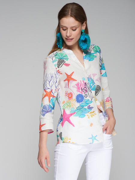 VILAGALLO:  3/4 SLV JULIET TUNIC TOP
