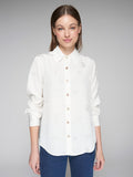 VILAGALLO:  L/S MAFALDA DAMASK BLOUSE