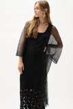 JOSEPH RIBKOFF:  OPEN STITCH DRAPED FRINGE COVER UP