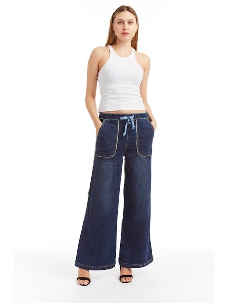 TRACTR:  MID RISE DRAWSTRING LOUNGE JEAN PANT